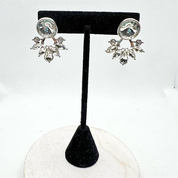 Two-way rhinestone studded sparkle fancy elegant post earrings - Picture 1 of 10